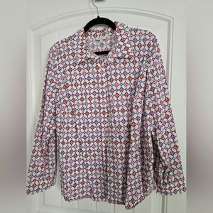 Talbots Tops Button Down Shirt Womens 1X Multicolor Medallion